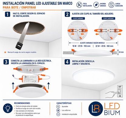 Panel LED Ajustable Sin Marco