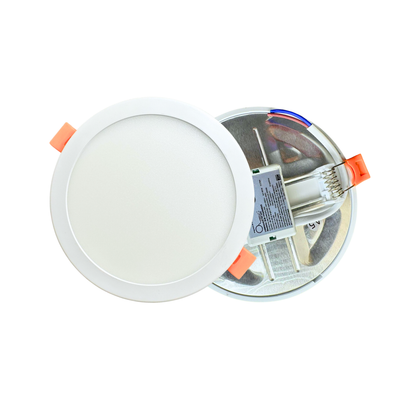 Panel LED ajustable slim visto de frente y por la parte posterior