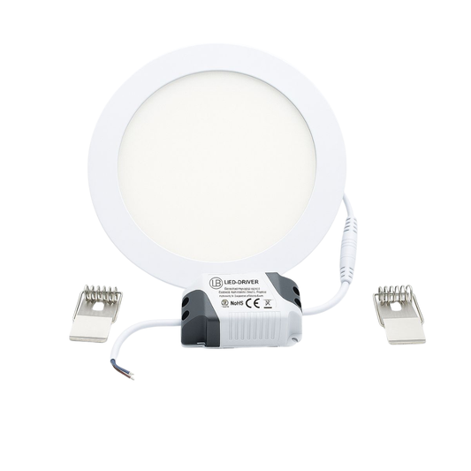 Panel LED empotrable redondo slim con su driver y accesorios