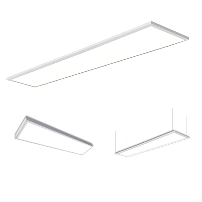 Panel LED 30x120 en sus formas de instalación: empotrado, colgante y sobrepuesto