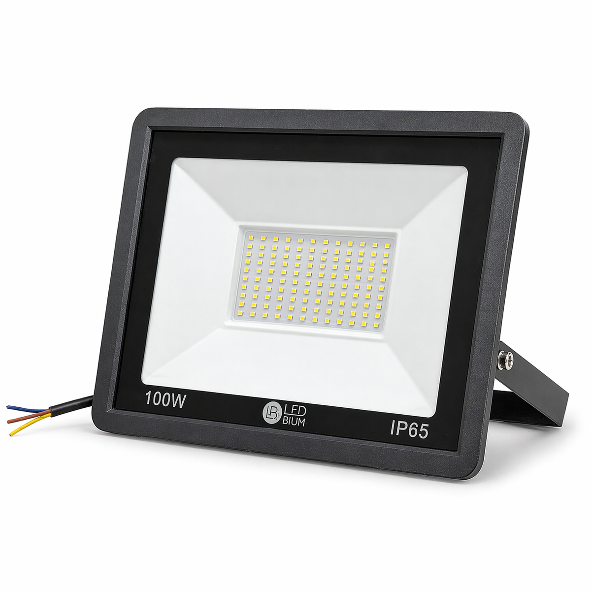 Reflector LED IP65 de 100W con cuerpo de aluminio negro y base ajustable