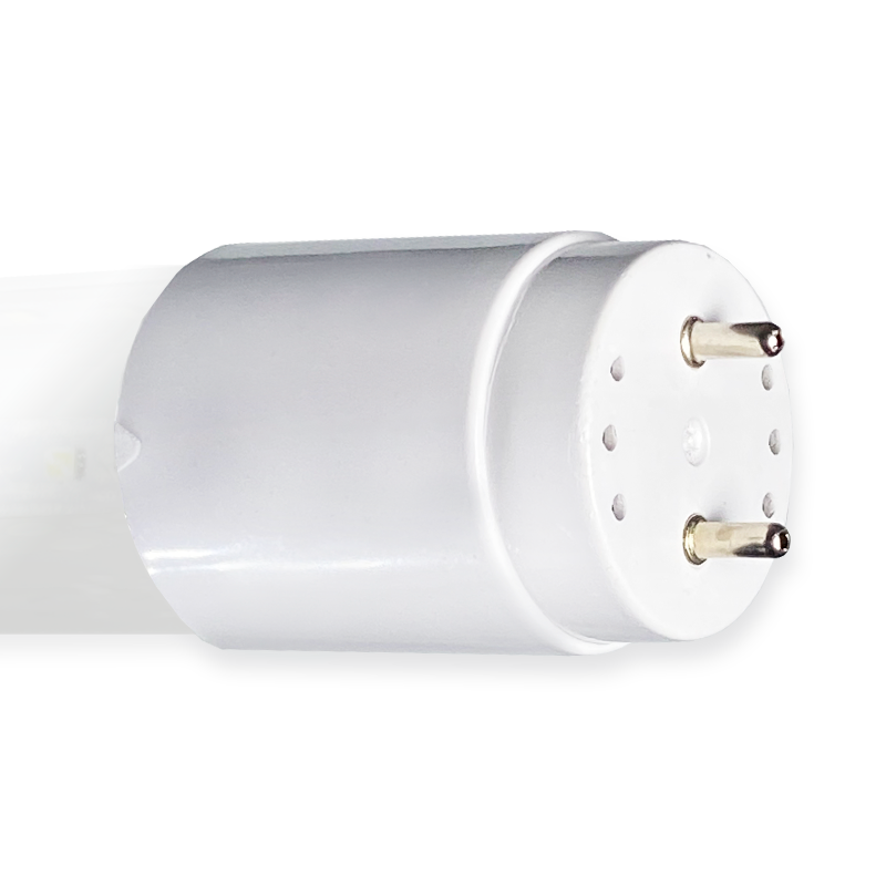 Extremo del tubo LED T8 de vidrio opalino con pines de conexión