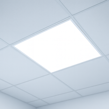 Panel LED 60x60 en luz blanca 6500K en techo reticulado