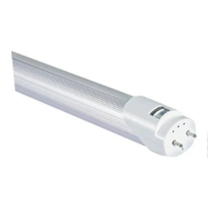 Extremo de un tubo LED T8 de aluminio con base G13, vista en perspectiva