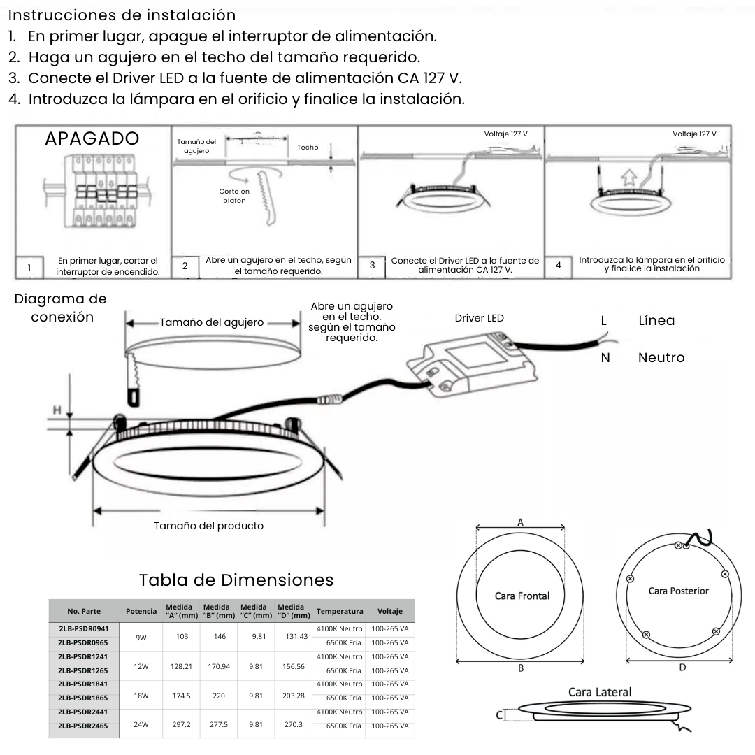 Instalación Panel LED slim